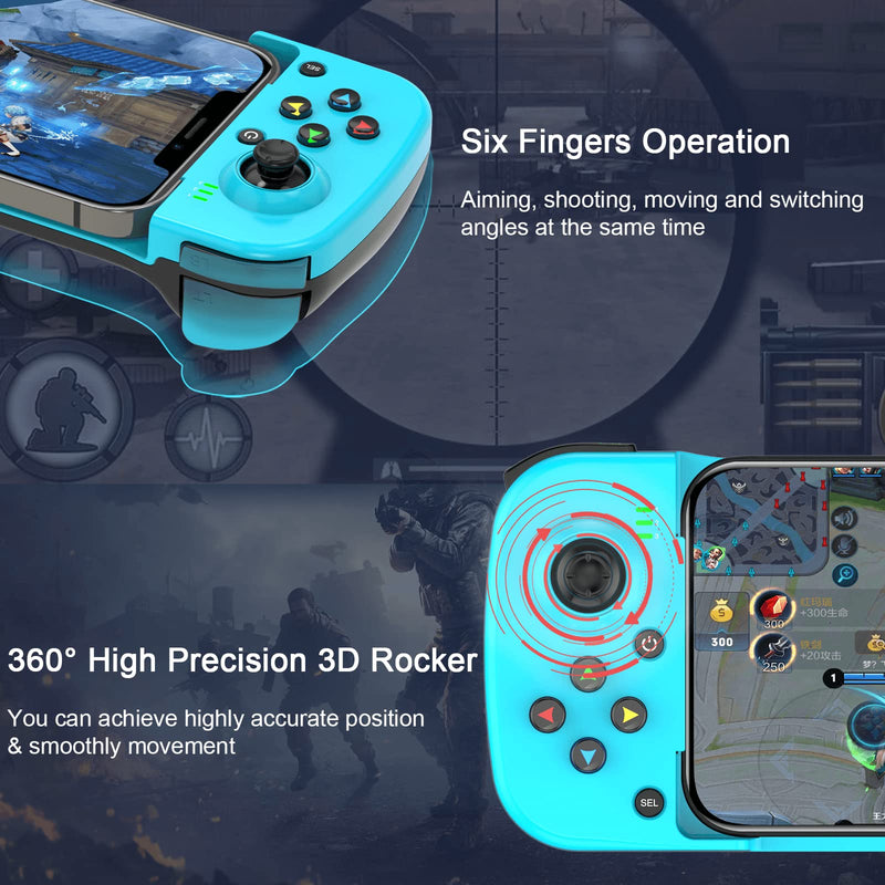  [AUSTRALIA] - Joso Wireless Game Controller for iOS, Android, PC, Bluetooth Gamepad Joysticks for iPhone13/12/11/X, iPad Mini/Air/Pro, Mac, MacBook, Tablets, Samsung Galaxy, Steam, COD Mobile, Apex - Direct Play (Blue+Red) Blue+Red
