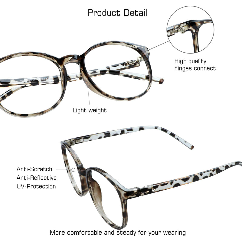 VisionGlobal Blue Light Blocking Glasses for Women/Men, Anti Eyestrain, Computer Reading, TV Glasses, Stylish Oval Frame, Anti Glare(Leopard,No Magnification) 01_days_leopard - LeoForward Australia