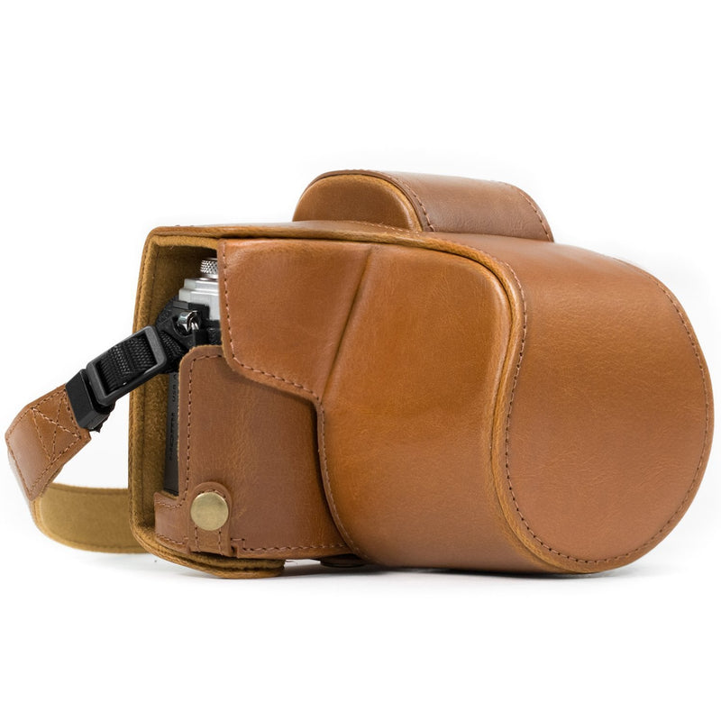  [AUSTRALIA] - MegaGear MG369 Olympus OM-D E-M10 Mark II, E-M10 (14-42mm) Ever Ready Leather Camera Case and Strap - Light Brown