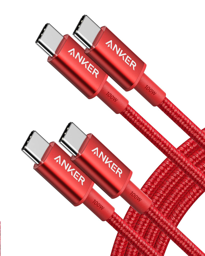  [AUSTRALIA] - Anker 333 USB C to USB C Cable (6ft 100W, 2-Pack), USB 2.0 Type C Charging Cable Fast Charge for MacBook Pro 2020, iPad Pro 2020, iPad Air 4, Samsung Galaxy S21, Pixel, Switch, LG, and More (Red) 6ft Red