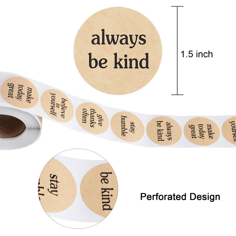 1000 Pieces Be Kind Stickers Motivational Saying Stickers Natural Kraft Inspirational Sealing Stickers for Office Home Party, 5 Styles, 1.5 Inches - LeoForward Australia