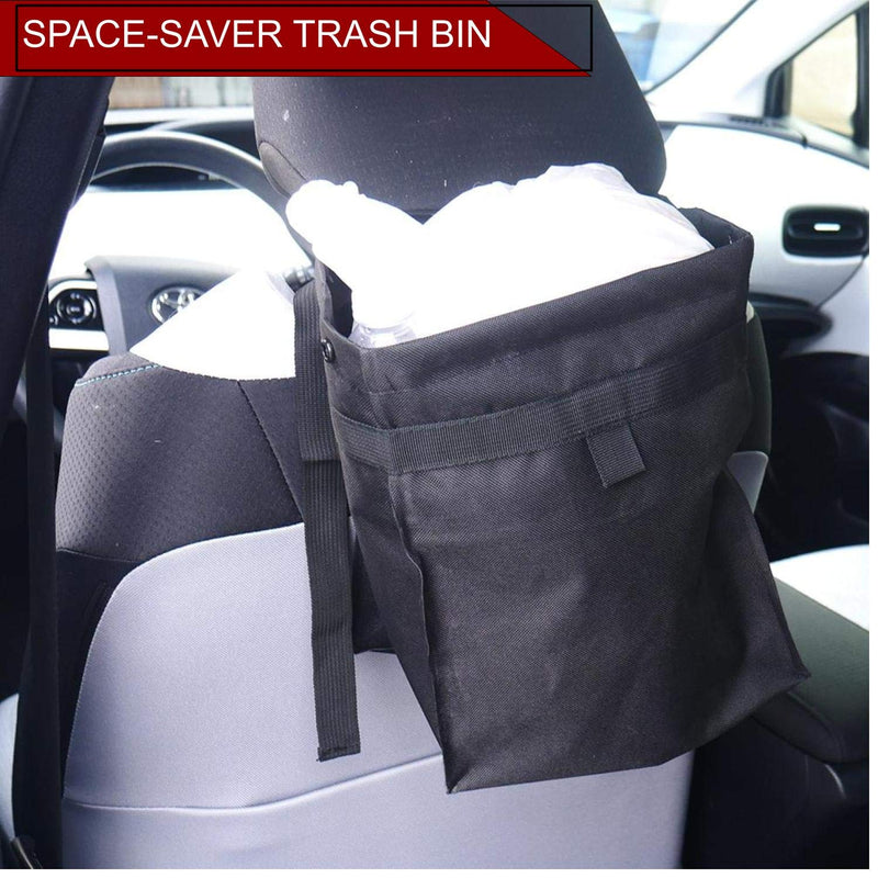 EcoNour Car Trash Bag Waste Bin - Leak-Proof Garbage Can for Multipurpose Litter Basket with Waterproof Auto Garbage Bag Organizer, Collapsible Vehicle Waste Bin, Backseat and Side Door (Black) - LeoForward Australia