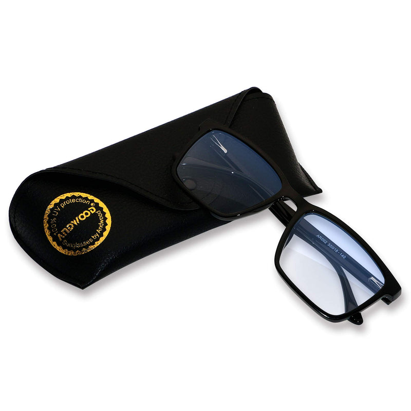 Blue Light Blocking Glasses Men Women Computer Filter Large Frame Bluelight Blocker Anti Blue Ray Lightweight ANDWOOD AR002 Black | Anti-blue Light Lens - LeoForward Australia