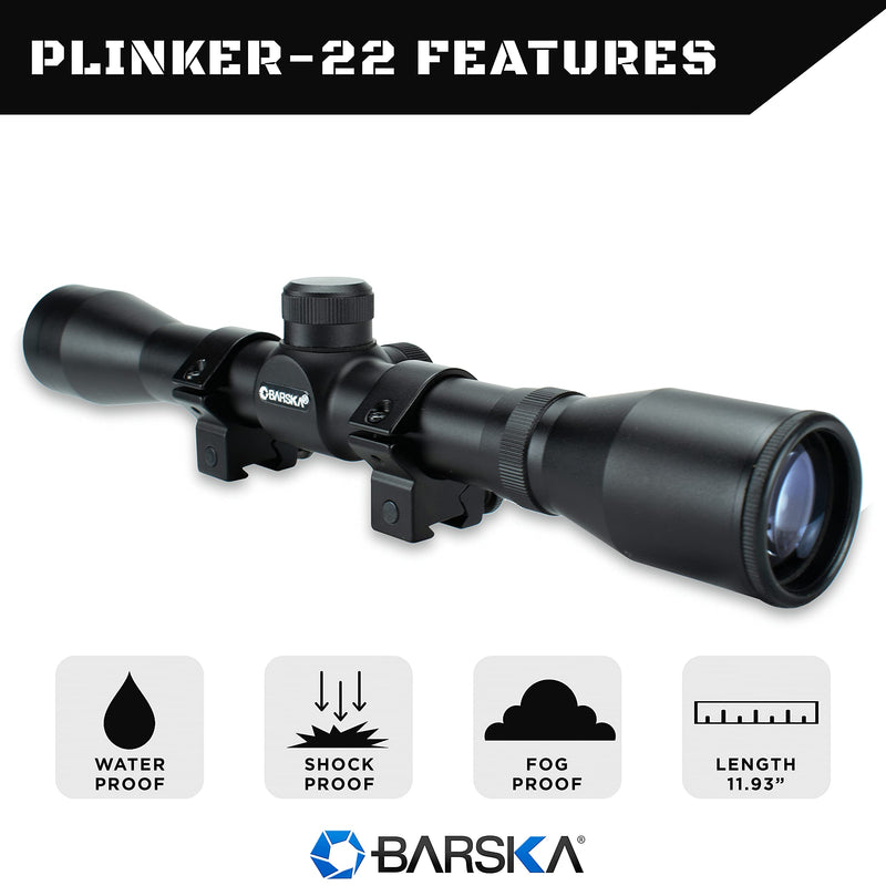  [AUSTRALIA] - BARSKA 4x32 Plinker-22 Riflescope w/ 3/8-Inch Dovetail Rings , Black