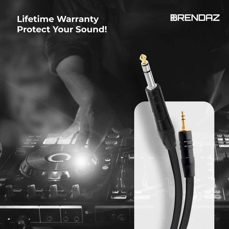  [AUSTRALIA] - BRENDAZ - Hi-Fi Quality Stereo Audio Aux Cable - 6.35mm 1/4" TRS to 3.5mm 1/8" TRS Durable and Uninterrupted AUX Cord Compatible with Smartphone, iPod, Tablet, Laptop (10-Feet) 10-Feet