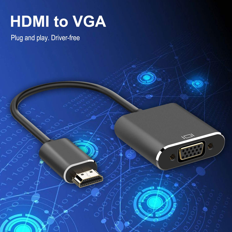  [AUSTRALIA] - Pasow HDMI to VGA Adapter HDMI Male to VGA Female Adapter Video Monitor Converter 1080P for PC, Projector, HDTV (Black) Black