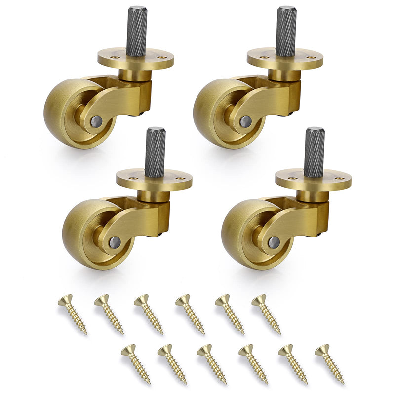  [AUSTRALIA] - OwnMy Set of 4 Universal Brass Caster Stems 360 Degree Rotation Threaded Stem Casters Swivel Wheels Heavy Duty Metal Movable Caster Replacements for Furniture Trunk Box Trolley Cabinet Coffee Table