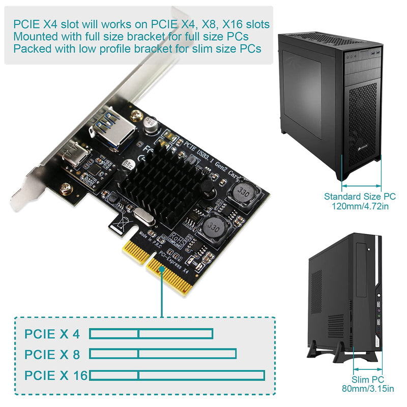  [AUSTRALIA] - FebSmart 1X USB-A & 1X USB-C 10Gbps Ports PCIE USB 3.1 Gen 2 Card for Windows Server,7.8,8.1,10(32/64),MAC OS 10.9.x,10.10.x,10.12.x,10.13.x,10.14.x,10.15.x-Build in Self-Powered Technology(FS-AC-Pro)