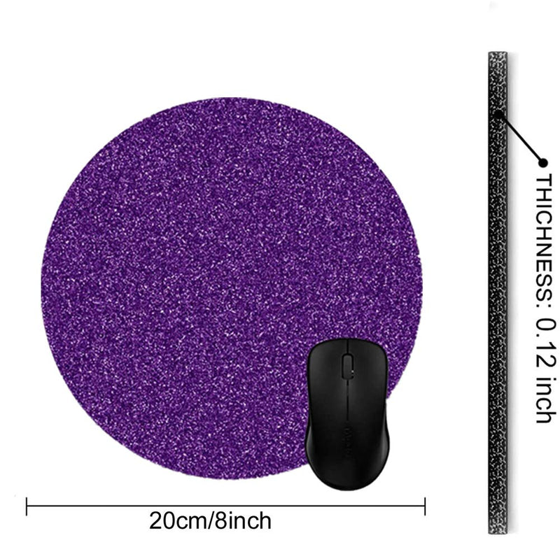 Purple Glitter Texture Mouse Pads Stylish Office Computer Accessory 8in - LeoForward Australia