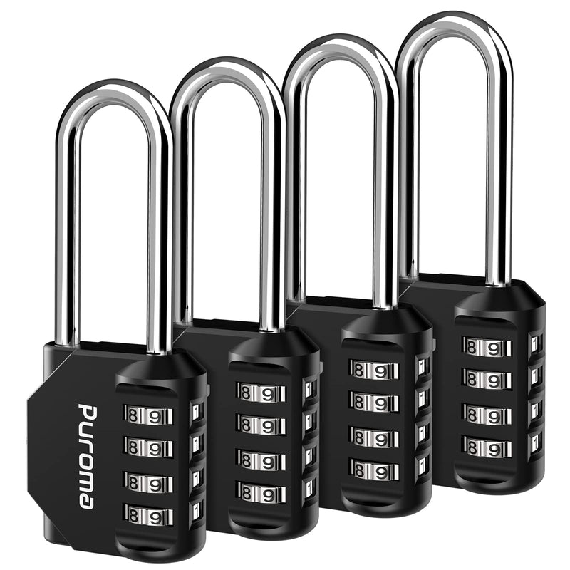  [AUSTRALIA] - Puroma 4 Pack 2.6 Inch Combination Lock 4 Digit Outdoors Padlock for School Gym Locker, Sports Locker, Fence, Toolbox, Case, Hasp Storage (Black) Black