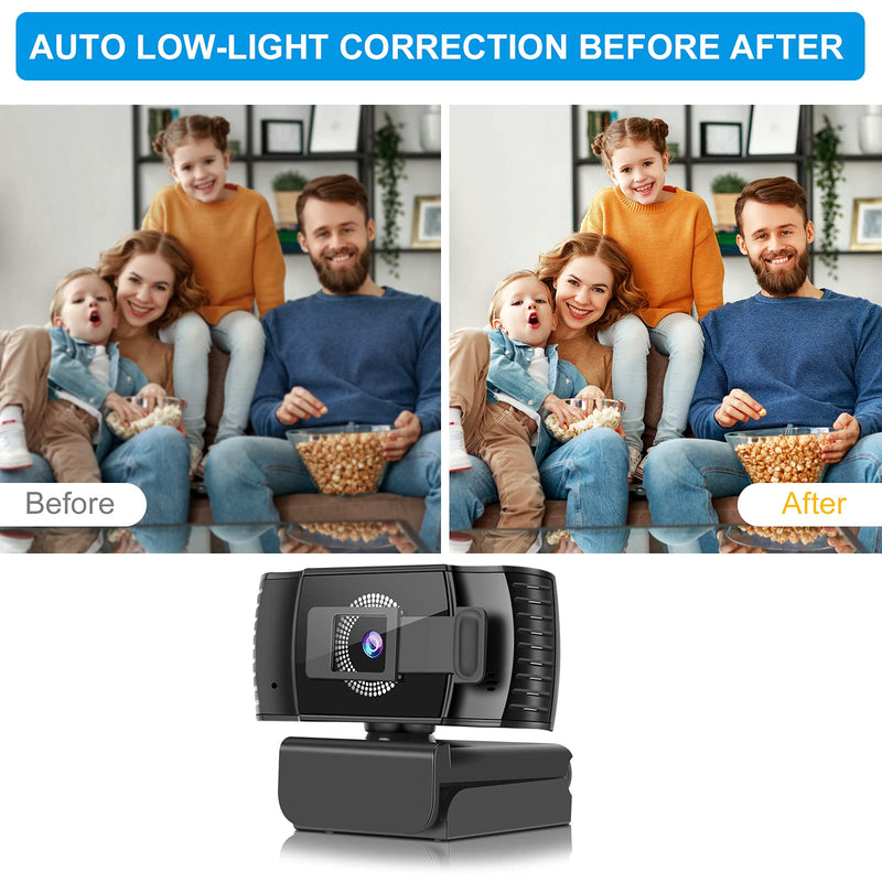  [AUSTRALIA] - 1080P Webcam with Microphone,Heruiker Auto Light Correction USB PC Computer Web Camera,Wide-Angle USB Plug and Play Webcam for PC/Mac/Laptop/Desktop/Video/Calling/Conferencing Recording
