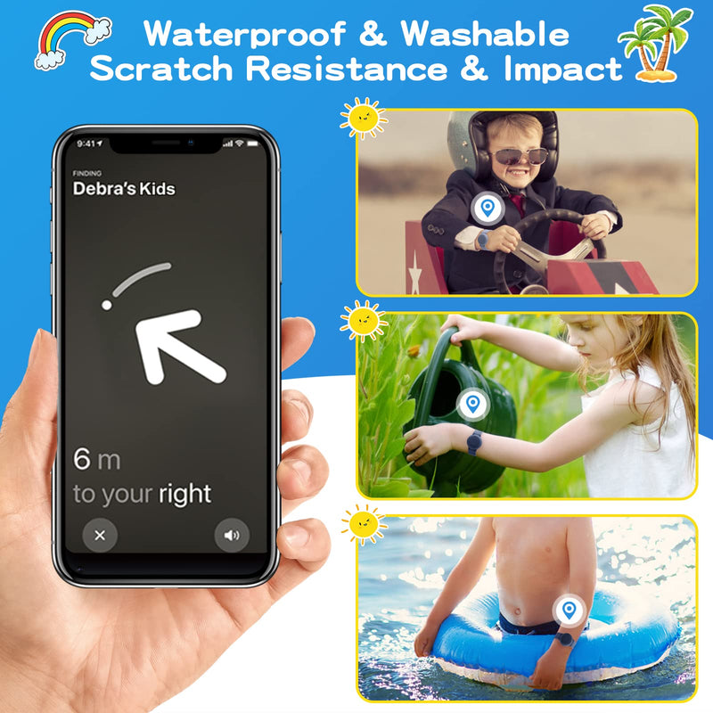  [AUSTRALIA] - Waterproof Air Tag Bracelet for Kids(2 Pack), Soft Silicone Air Tag Hidden Wristband Kids, Lightweight GPS Tracker Compatible with Apple AirTag Wrist Band for Child (Grey Blue & Navy Blue) Grey Blue & Navy Blue