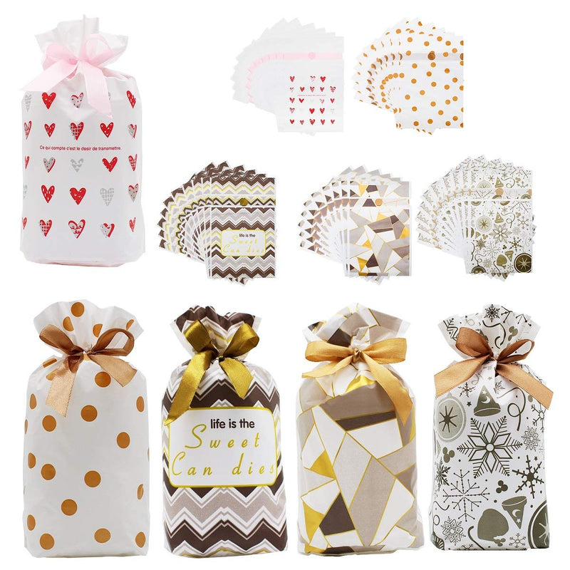  [AUSTRALIA] - 50 Pcs Candy Cookies Gift Bags with Drawstrings, Goodie Treats Plastic Wrapping Bags for Birthday Party Wedding Gift Party Favor Christmas Candy Bags