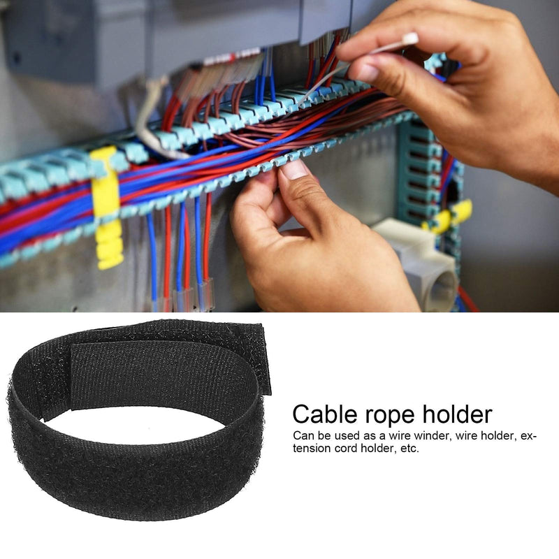  [AUSTRALIA] - Hook and Loop Ties, Integrated Burr Buckle Wire Extension Cable Fastener Reusable Fastening Cable Straps to Keep Cords Organized and Tidy 50Pcs Black 7.1 x 0.8in