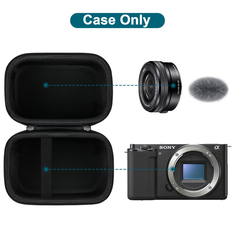  [AUSTRALIA] - Canboc Carrying Case for Sony Alpha ZV-E10/ ZV-E10L APS-C Interchangeable Lens Mirrorless Digital Camera, 4K Video Vlogging Camera Bag, Fit 16-50mm Lens, Black