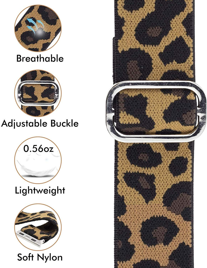  [AUSTRALIA] - Compatible for ANDFZ Smartwatch Band, Lamshaw Stretch Elastics Nylon Adjustable Replacement Strap Compatible for ANDFZ T42 1.72/Geelyda Y20 Pro/SOUYIE T45S Smartwatch Smartwatch (Leopard) Leopard