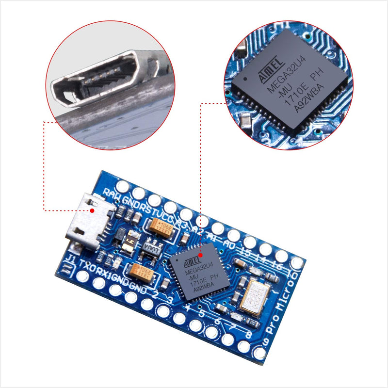  [AUSTRALIA] - OSOYOO Pro Micro ATmega32U4 5V/16MHz Module Board with 2 Row pin Header Replace with ATmega328 Pro Mini for Arduino Pro Micro board for Arduino
