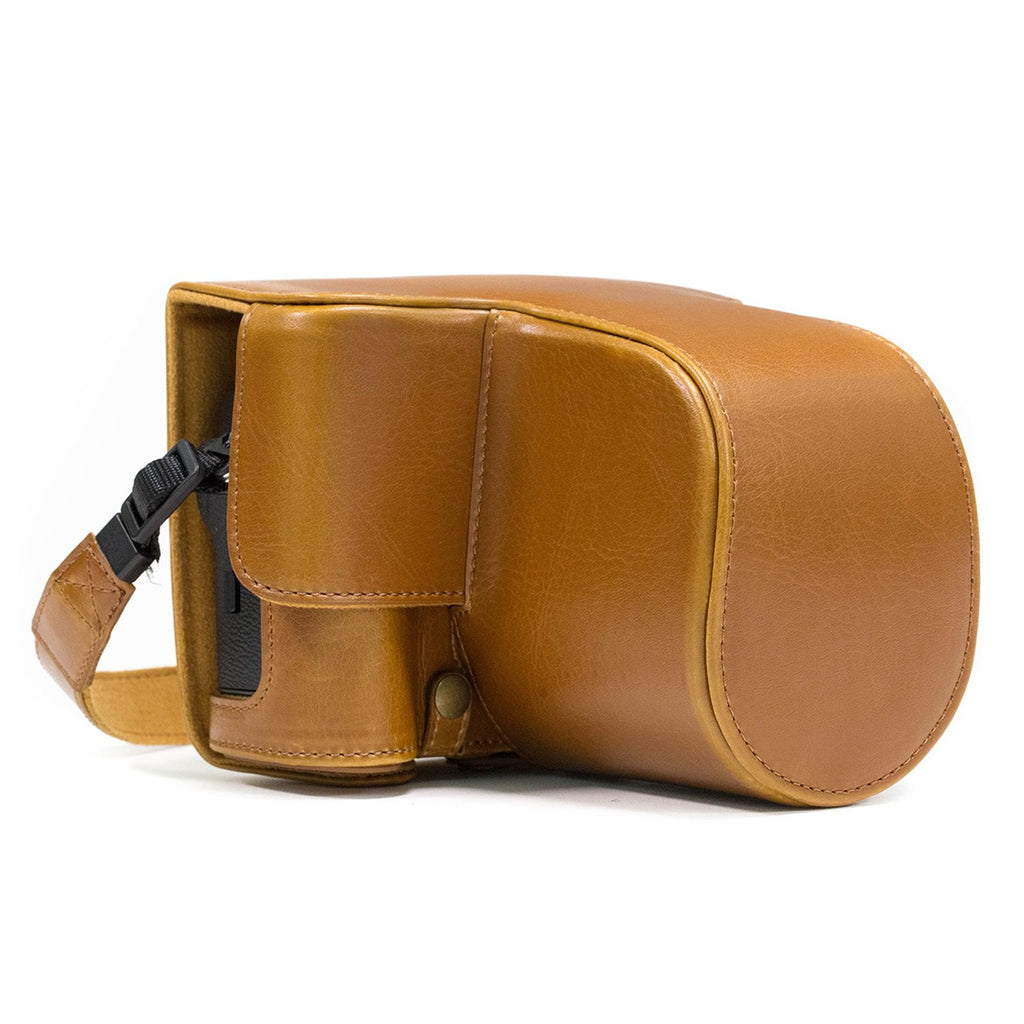  [AUSTRALIA] - MegaGear Ever Ready Leather Camera Case and Strap Compatible with Fujifilm X-T2 Light Brown