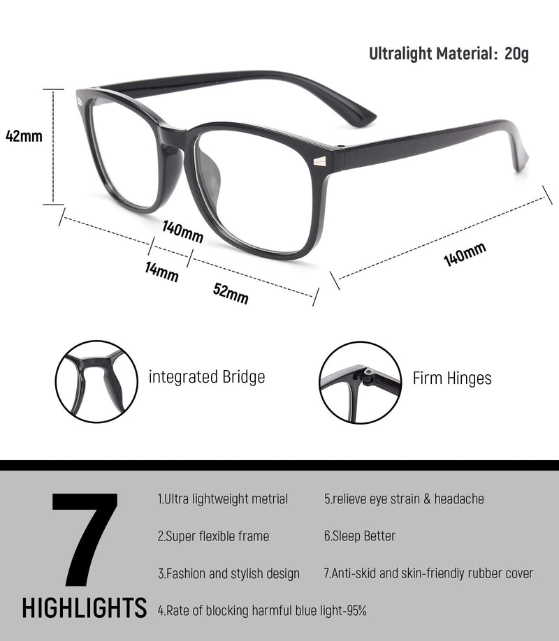 [AUSTRALIA] - MIGSIR 6 Pack Blue Light Blocking Glasses for Computer Gaming, Fashion Fake Anti Eye Strain Eyeglasses for Women Men 6 Pack Mix-3