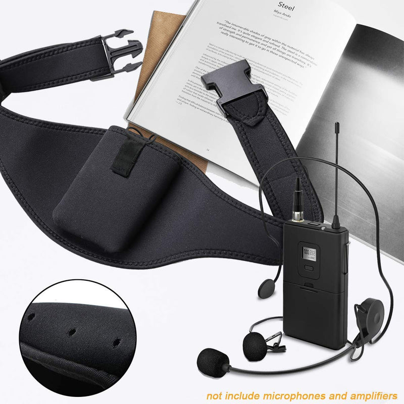  [AUSTRALIA] - IRASPIN Mic Belt - Microphone Belt with Innovative Rubber Band Lock - Improved Adjustability Comfortability Durability For Fitness Instructors, Fitness Class,Public Speaking,Theatre,Pilates Teachers 2 PACK-Velcro Black