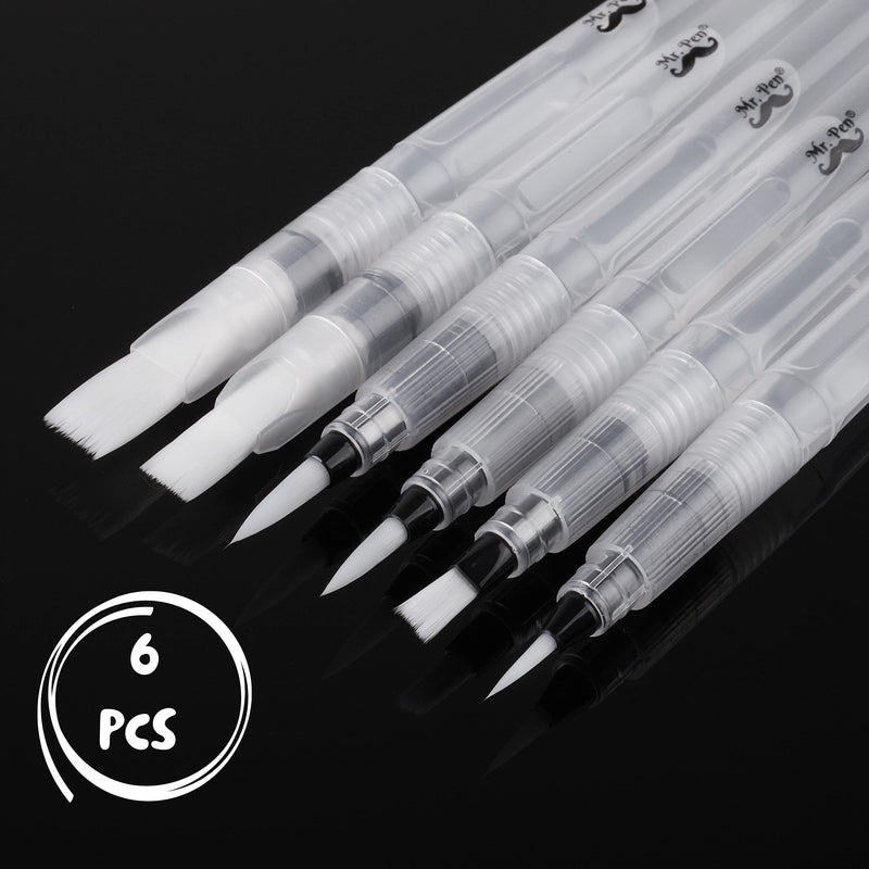  [AUSTRALIA] - Mr. Pen- Watercolor Brush Pens, 6 pcs, Water Brush Pens for Watercolor, Water Color Pen, Watercolor Paint Pens, Refillable Watercolor Brush Pens, Water Paint Brush, Water Brushes for Watercolor