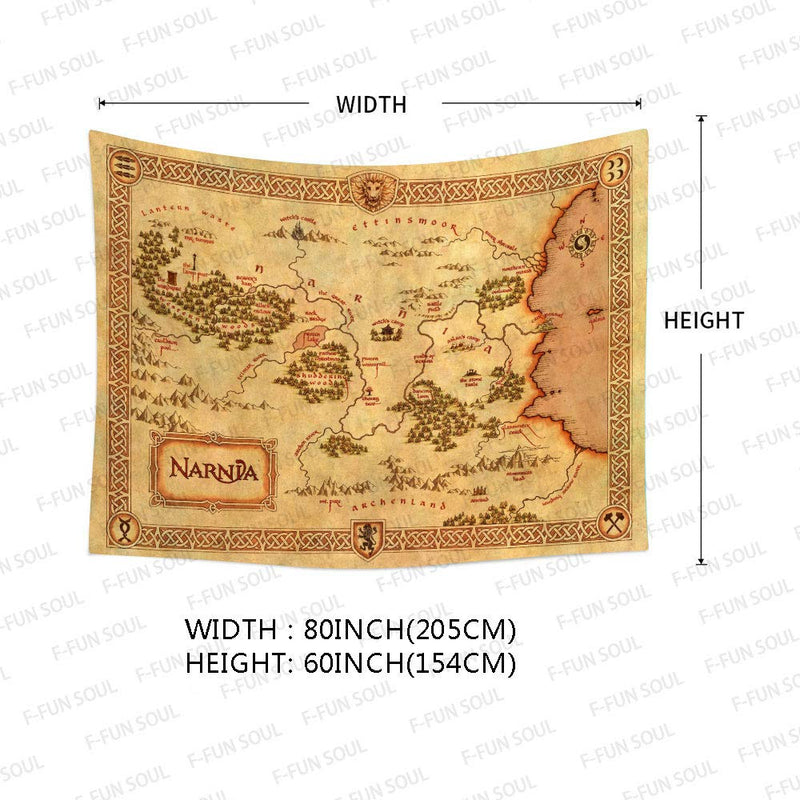  [AUSTRALIA] - Narnia Map Poster Tapestry, Large 80x60inchs Soft Cotton, Legend Treasure Map Retro Pattern Wall Hanging Tapestries for Living Room Bedroom Home Decor DSFS818 80x60cotton