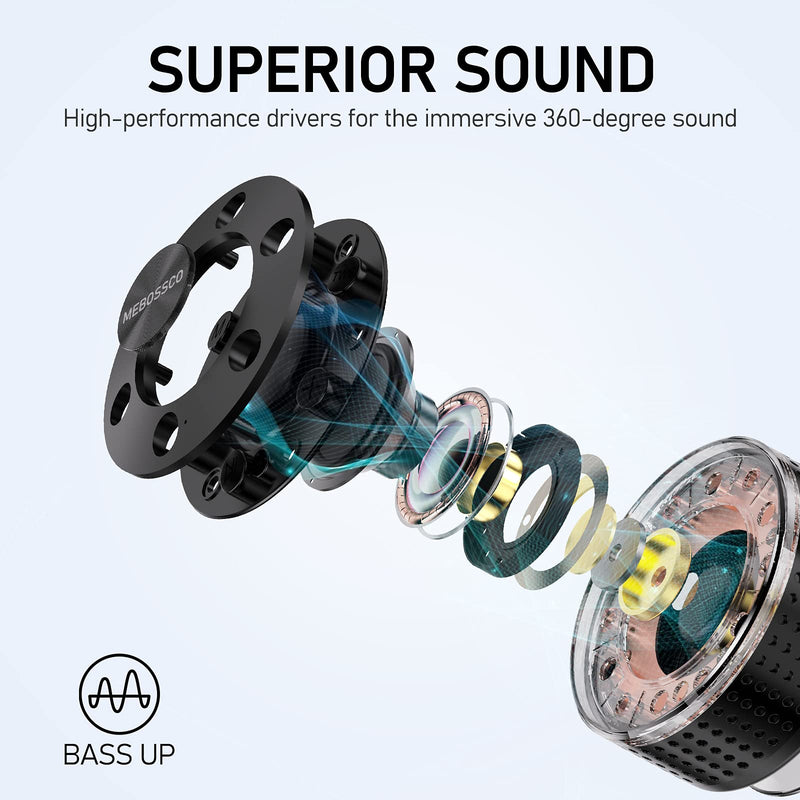  [AUSTRALIA] - Bluetooth Speaker, Wireless Speaker with Suction Cup, Bluetooth Shower Speakers with Ambient LED Light Show, IP7 Waterproof, Wireless Pairing, 360° Full Surround Sound, Handsfree with Mic, FM Radio
