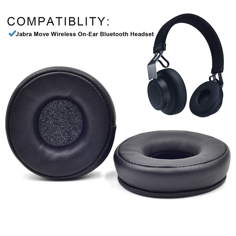  [AUSTRALIA] - Move Ear Pads - Replacement 25h Ear Cushion Pillow Parts Cover Seals Foam Compatible with Jabra Move / 25h Wireless/Plantronics BackBeat FIT 505 500 On-Ear Bluetooth Headphones, Softer Leather Black_BK