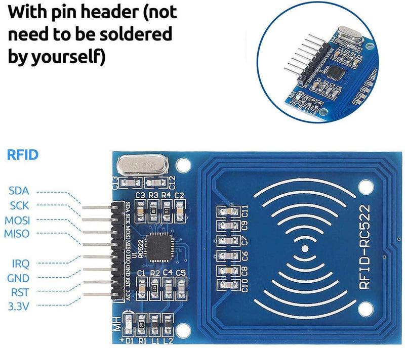  [AUSTRALIA] - DaFuRui 5Pack RC522 RFID Module RF IC Card Sensor Module with S50 White Card and Key Ring RFID Sensor Compatible for Arduino