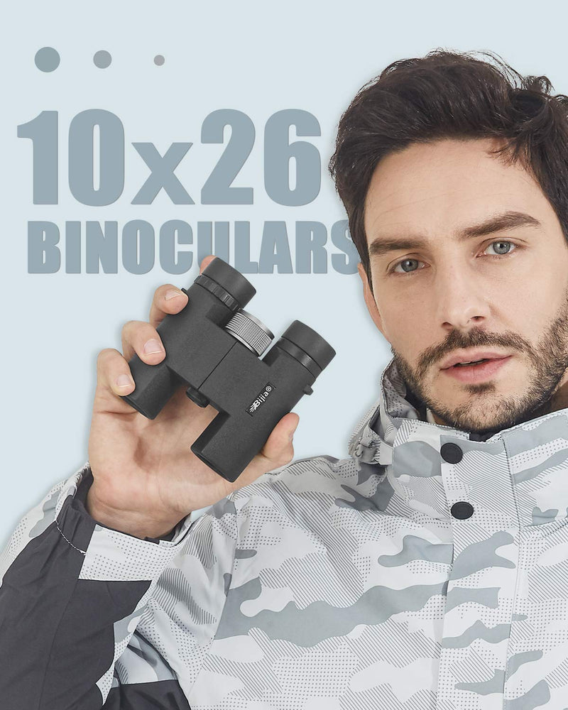  [AUSTRALIA] - BIJIA Compact Binoculars-10x26mm HD FMC Small Portable Binoculars for Adults for Hunting,Bird Watching,Sightseeing,Outdoor Sports and Concerts 10x26