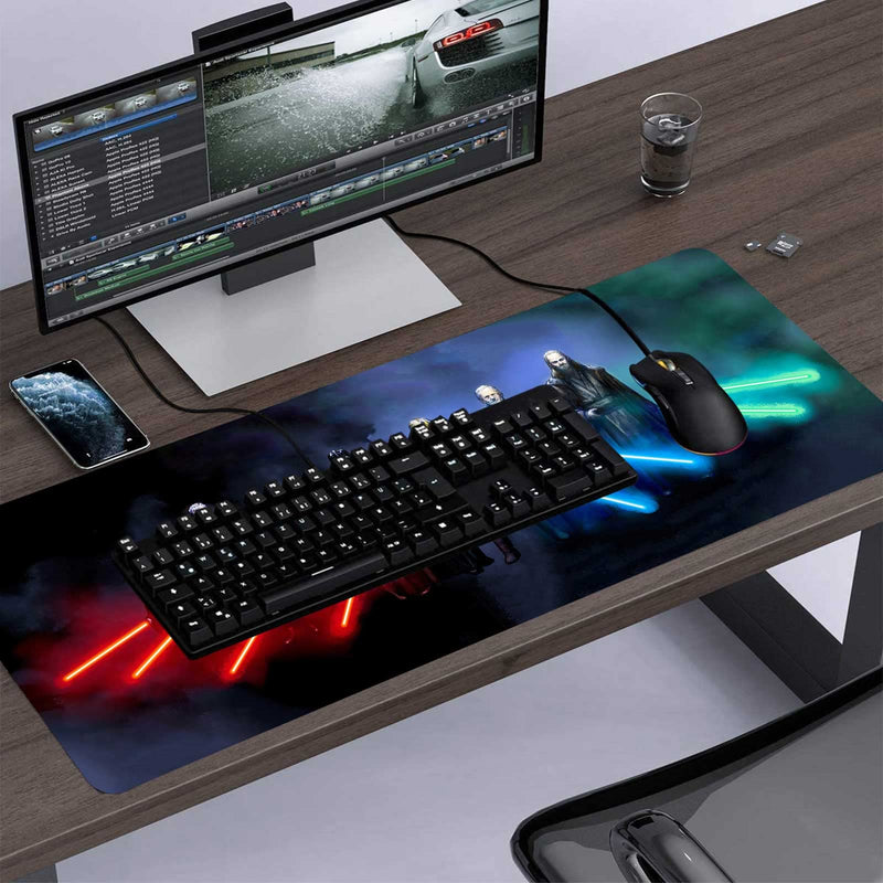 Extra Large Gaming Mouse Pad Jedi Lightsaber Custom Mousepad with Non-Slip Rubber Base,Stitched Edges Mouse Mat,Washable Desk Pad,Portable Computer Keyboard & Mice Combo Pads 35.4x15.7 Inch 90x40 XXL Lightsaber - LeoForward Australia