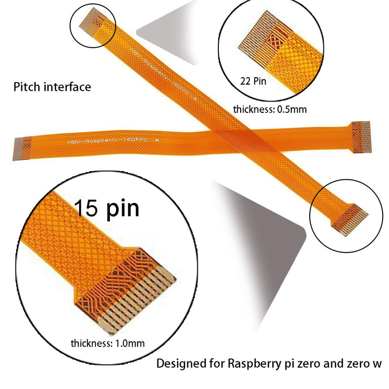  [AUSTRALIA] - MakerFocus 2pcs Raspberry Pi Camera Cable Zero, Pi Zero Ribbon Cable Adapter 15CM 15 Pin to 22 Pin for Raspberry Pi Zero and Zero W Yellow 15CM