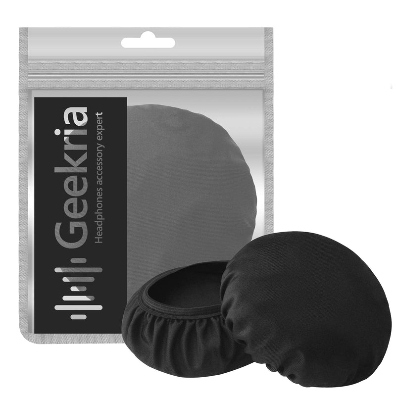  [AUSTRALIA] - Geekria 2 Pairs Flex Fabric Headphones Ear Covers, Washable & Stretchable Sanitary Earcup Protectors for Over-Ear Headset Ear Pads, Sweat Cover for Gym, Gaming (M/Black) Black