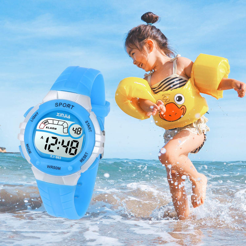 Kids Digital Watches for Girls Boys 50M(5ATM) Waterproof Multi-Functional WristWatches for Children Blue - LeoForward Australia
