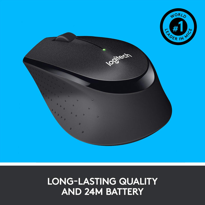  [AUSTRALIA] - Logitech M330 Silent Plus Wireless Mouse – Enjoy Same Click Feel with 90% Less Click Noise, 2 Year Battery Life, Ergonomic Right-Hand Shape for Computers and Laptops, USB Unifying Receiver, Black