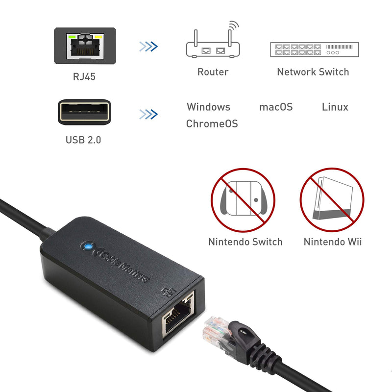 Cable Matters USB to Ethernet Adapter Supporting 10/100 Mbps Ethernet Network in Black - LeoForward Australia