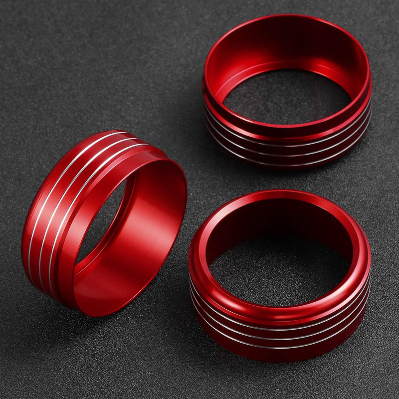  [AUSTRALIA] - VORCOOL 3pcs Red Anodized Aluminum AC Climate Control Knob Ring Covers For Subaru WRX STI Impreza Forester XV Crosstrek (Red)