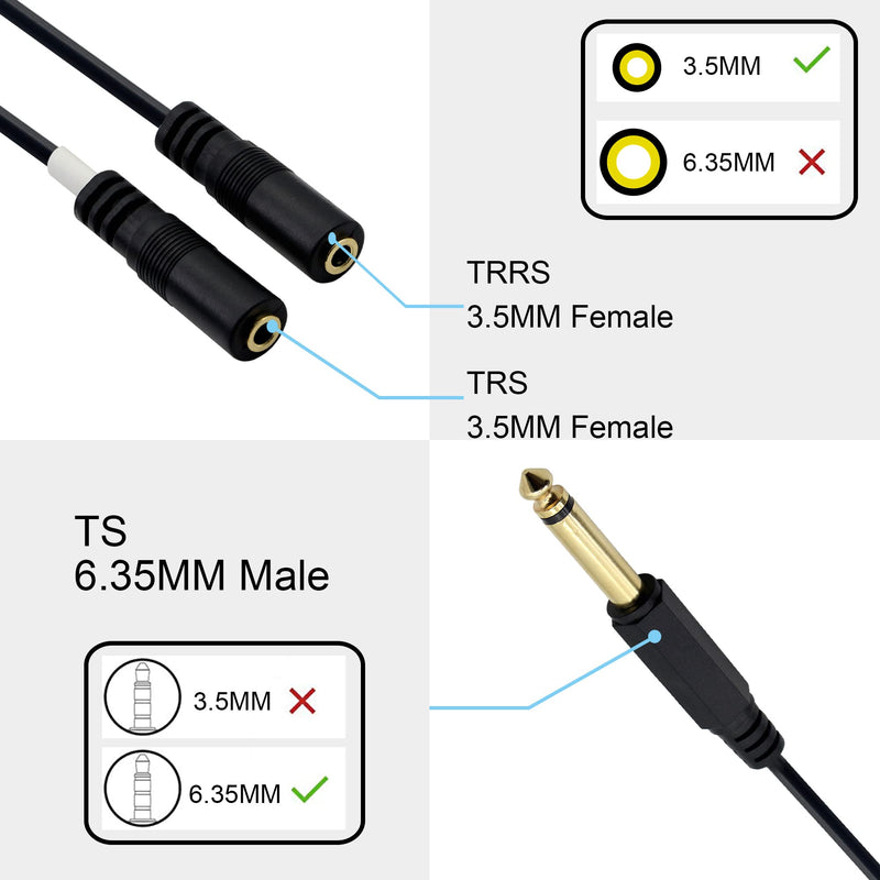  [AUSTRALIA] - 1/4"to 1/8" TRS/TRRS Adapter 6.35mm Male to 3.5mm Female Stereo Audio Cable Y-Splitter Adapter for Amplifiers, Guitars, Pianos, Home Theater Equipment Etc.