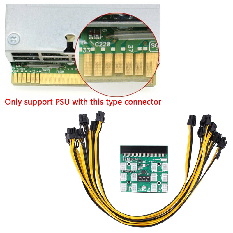  [AUSTRALIA] - XtremeAmazing Power Supply Breakout Board for HP 1200W 750w Server PSU Adapter with 6Pcs 16AWG PCI-E 6Pin to 6+2Pin Cables