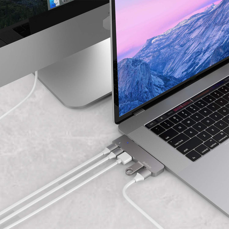 USB C Hub MacBook Pro Adapters Compatible MacBook Pro 2016-2019 13/15/16inch, MacBook Air 2018/2019 5 in 2 Dock with Thunderbolt 3 Port, USB-C, 4K HDMI, 2USB 3.0 (Gray) - LeoForward Australia