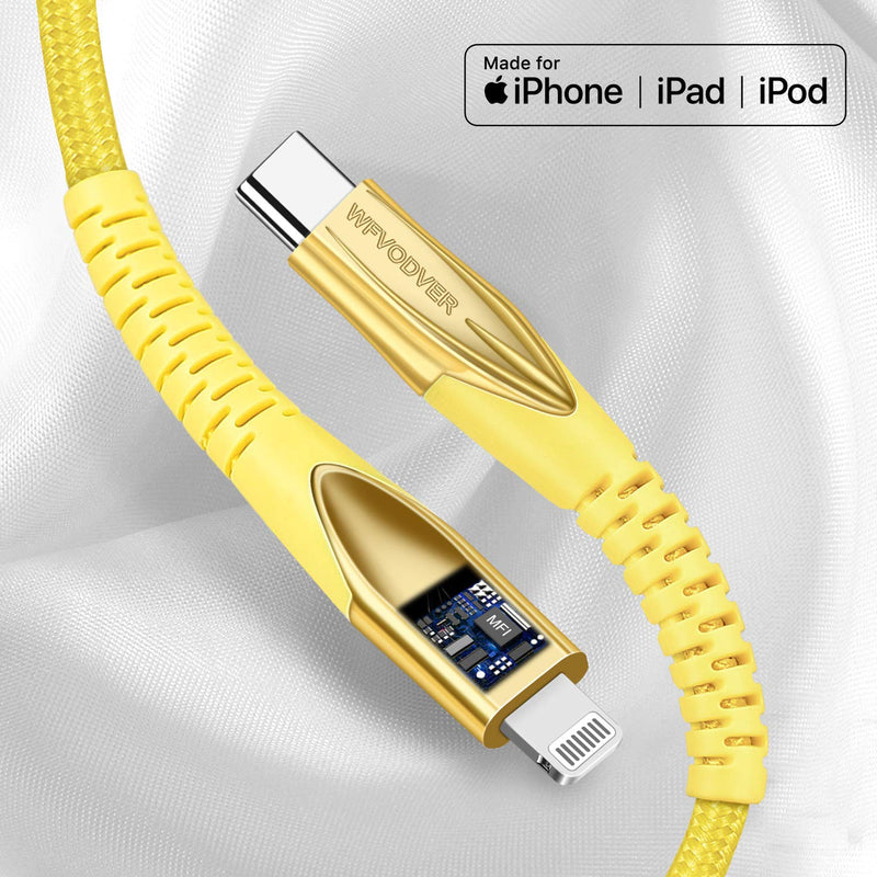  [AUSTRALIA] - USB-C to Lightning Cable [MFI Certified]10FT/3M iPhone 12 WFVODVER Nylon Braided Type C Fast Charging Cable Compatible with iPhone 12/12Mini/12 Pro/11/11Pro/11 Pro Max/X/XS/XR/XS MAX (Gold) Gold