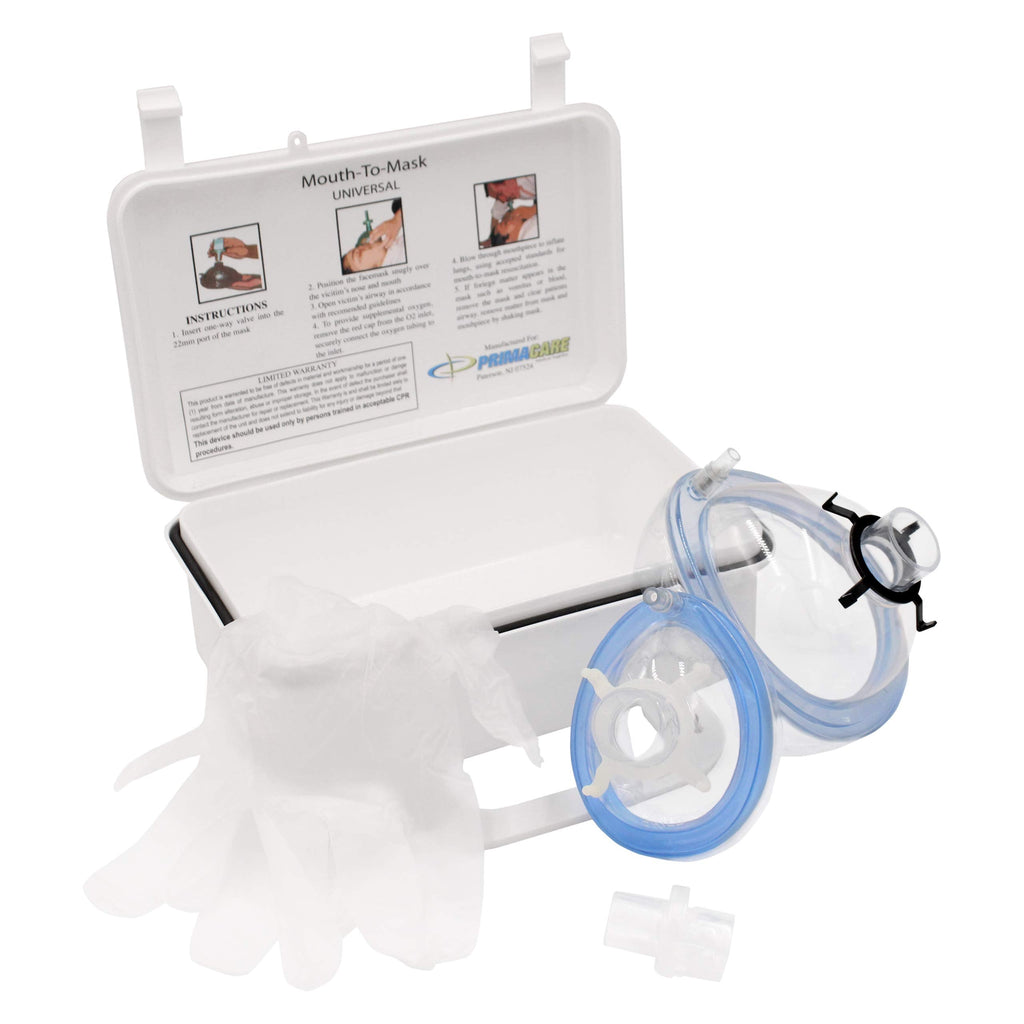  [AUSTRALIA] - Primacare KC-1010 CPR Rescue Mask Resuscitation Kit for Adult & Child with a One-Way Valve Mouth to Mouth for supplemental oxygen] Wall Mount/Carry Case Included