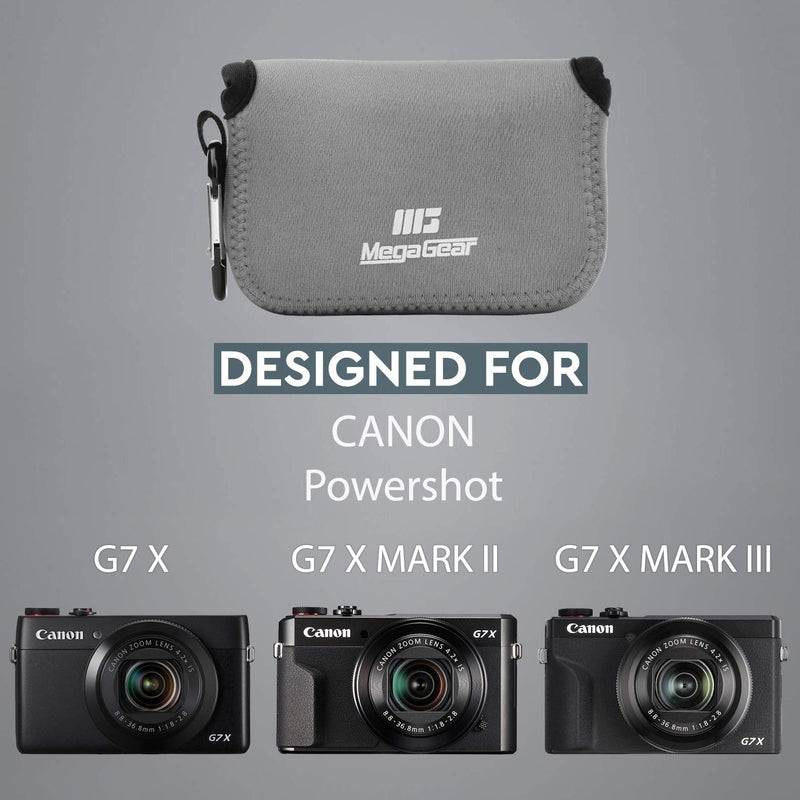  [AUSTRALIA] - MegaGear Ultra Light Neoprene Camera Case Compatible with Canon PowerShot G7 X Mark III, G7 X Mark II Gray