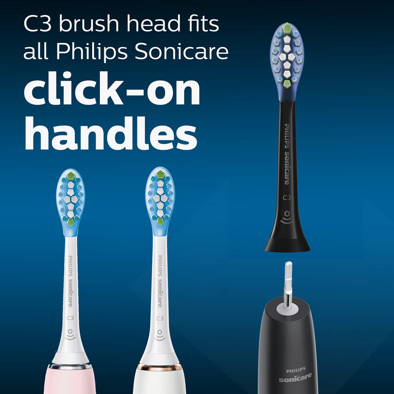 Genuine Philips Sonicare C3 Premium Plaque Control Toothbrush Head, HX9042/95, 2- Pack, Black 2-pk - LeoForward Australia