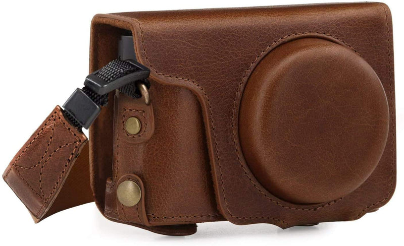  [AUSTRALIA] - MegaGear Ever Ready Genuine Leather Camera Case Compatible with Panasonic Lumix DMC-ZS100, DC-ZS200 Black