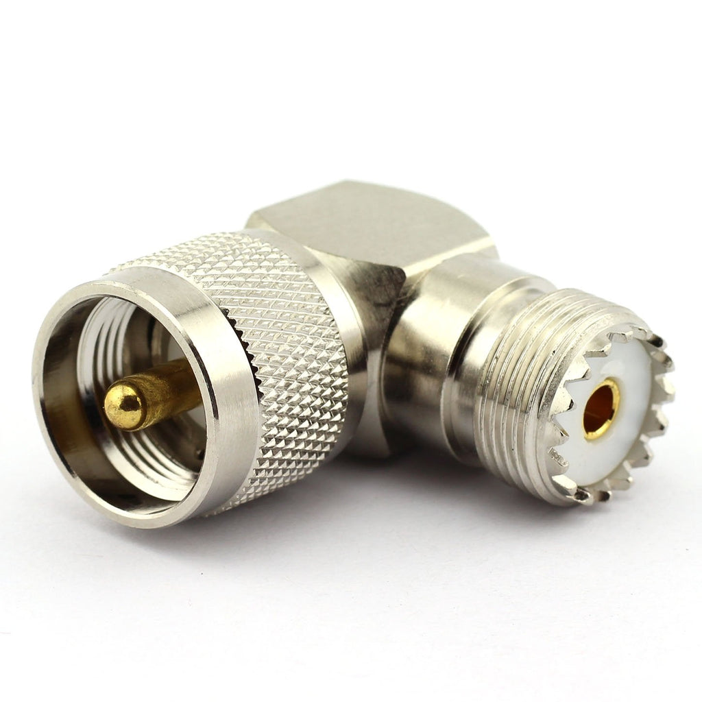  [AUSTRALIA] - DGZZI 2-Pack UHF Male to UHF Female Right Angle RF Coaxial Adapter UHF Coax Jack Connector