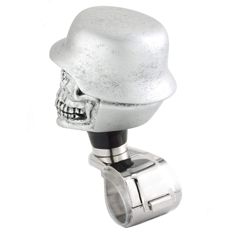  [AUSTRALIA] - Arenbel Suicide Grip Knob Piratical Skull Shape Car Driving Spinner Knobs Assist fit Most Vehicle Steering Wheels, Silver