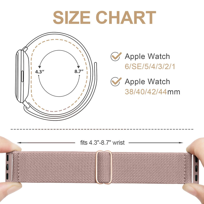  [AUSTRALIA] - Stretchy Nylon Solo Loop Bands Compatible with Apple Watch 38mm 40mm 41mm 42mm 44mm 45mm, Adjustable Braided Sport Elastic Straps Women Men Wristbands for iWatch Series 7/6/5/4/3/2/1 SE, 2 Packs Black/Dark Pink 38mm/40mm/41mm