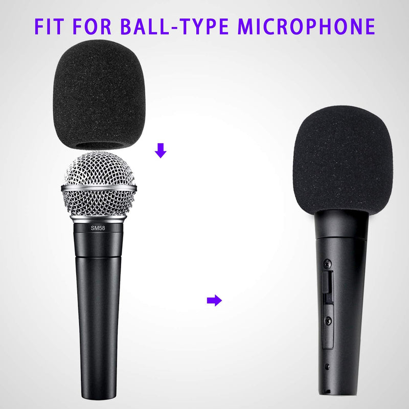  [AUSTRALIA] - Windscreen Foam Cover for Ball-Type Microphone - 6 Pack Mic Foam Pop Filter for Handheld Mics to Reduce Plosive Wind Noises by YOUSHARES black