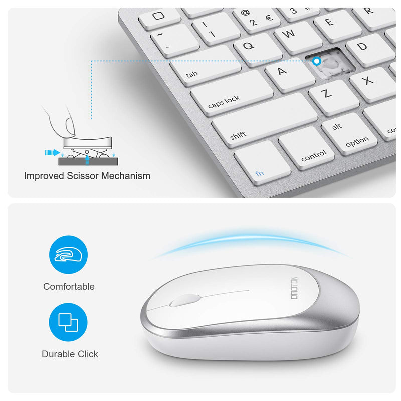  [AUSTRALIA] - OMOTON iPad Keyboard and Mouse Combo, Wireless Bluetooth Keyboard Mouse for iPad Pro 12.9/11, iPad 8th/7th Gen, iPad Air 4, All iPad (iPadOS 13 and Above), and Other Bluetooth Enabled Devices, White